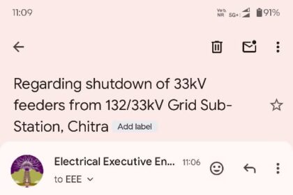 Electricity supply to all the finders of Chitra Great will be disrupted for 4 hours