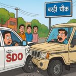 A Bolero collided with the SDOs vehicle at Barhi Chowk the officer narrowly escaped and an FIR was registered in the matter
