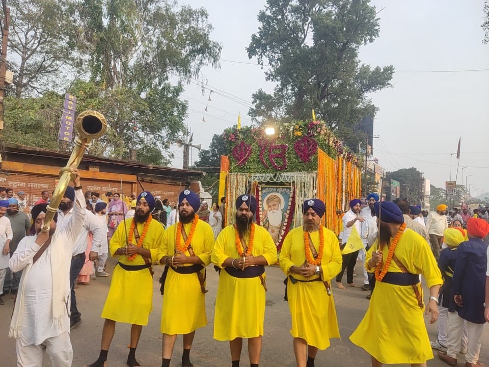 A procession was organised to mark the 557th birth anniversary of Guru Nanak Dev Ji the founder of Sikhism