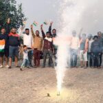 Celebrations erupted at Panchamadhav after Indias World Cup win with youngsters waving the tricolour an