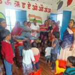 In Dhanwar Panchayat head Rajendra Prasad distributed sweaters in Anganwadi centres