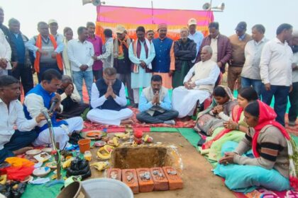 The MP and MLA performed the ground breaking ceremony for the 26 crores degree college to be built in Harli