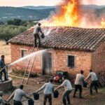 A fire broke out in a thatched house in Buchai village causing damage to property worth thousands of rupees