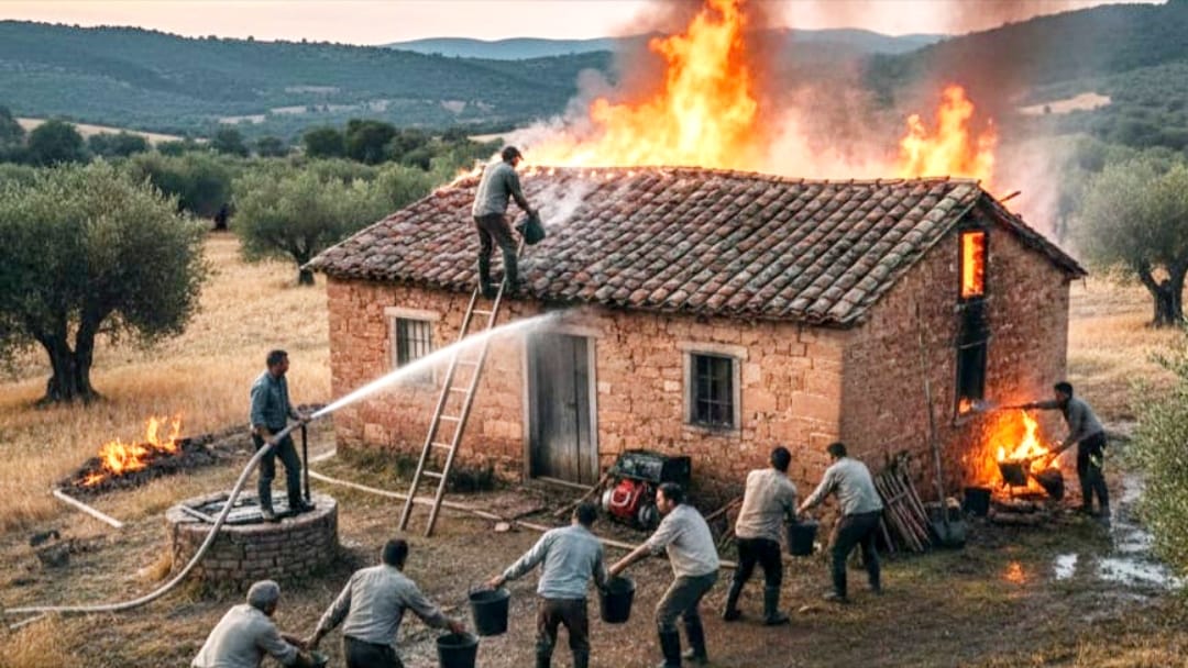 A fire broke out in a thatched house in Buchai village causing damage to property worth thousands of rupees