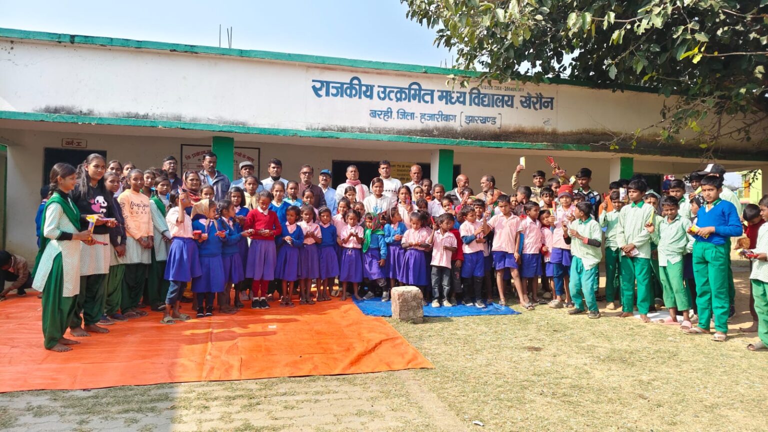 Distribution of school kits to 150 students at Government Upgraded Middle School Khairaun