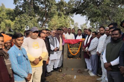 MLA Manoj Kumar Yadav laid the foundation stone for the 2 km long road which will cost Rs 84 lakh