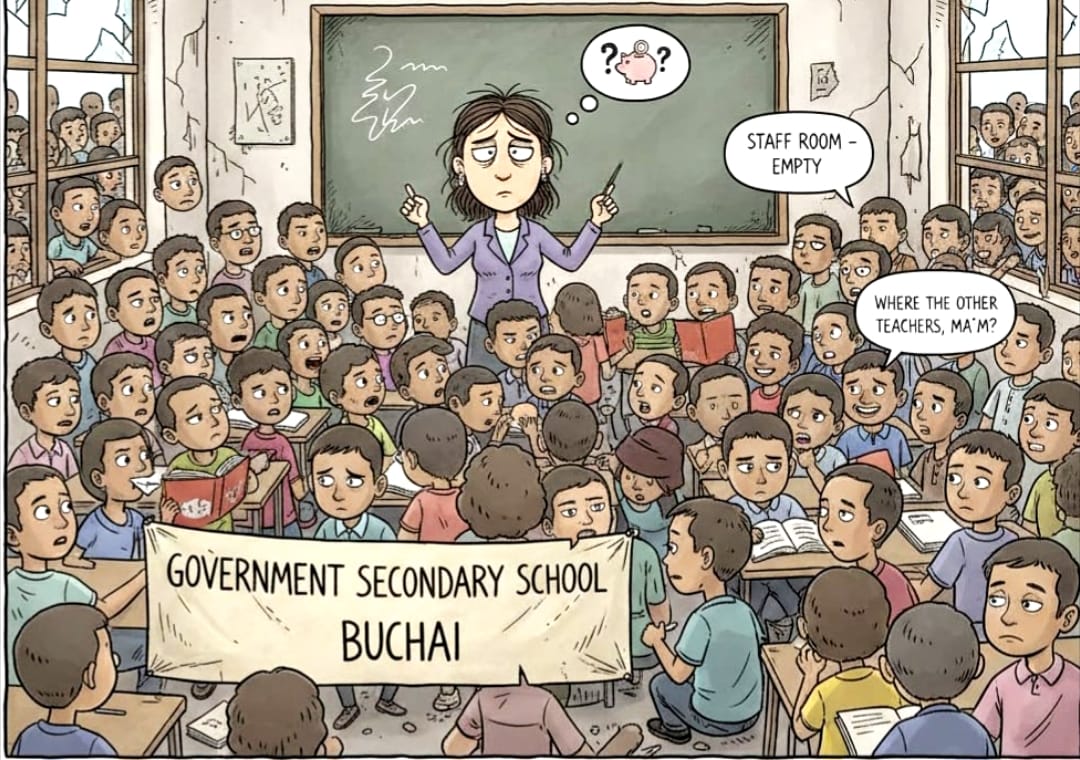 There is a severe teacher shortage at Government Secondary School Buchai. Math and science education is disrupted