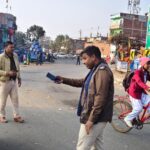 Vehicle checking campaign was conducted at Barhi Chowk online challan was issued for dozens of two wheelers