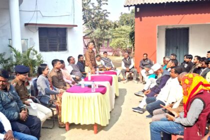 A peace committee meeting was held at Barkatha police station regarding the celebration of Saraswati Puja. Those spreading rumors on social media will be prosecuted