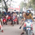 City Hawks continue their flag march in busy areas of Dhanbad to instill fear among criminals