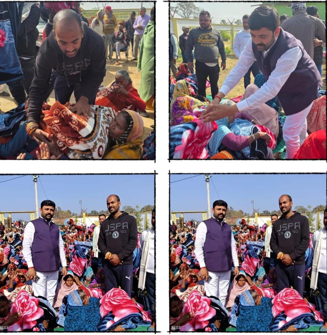 Social worker Baban Singh set an example by distributing blankets among the poor and helpless